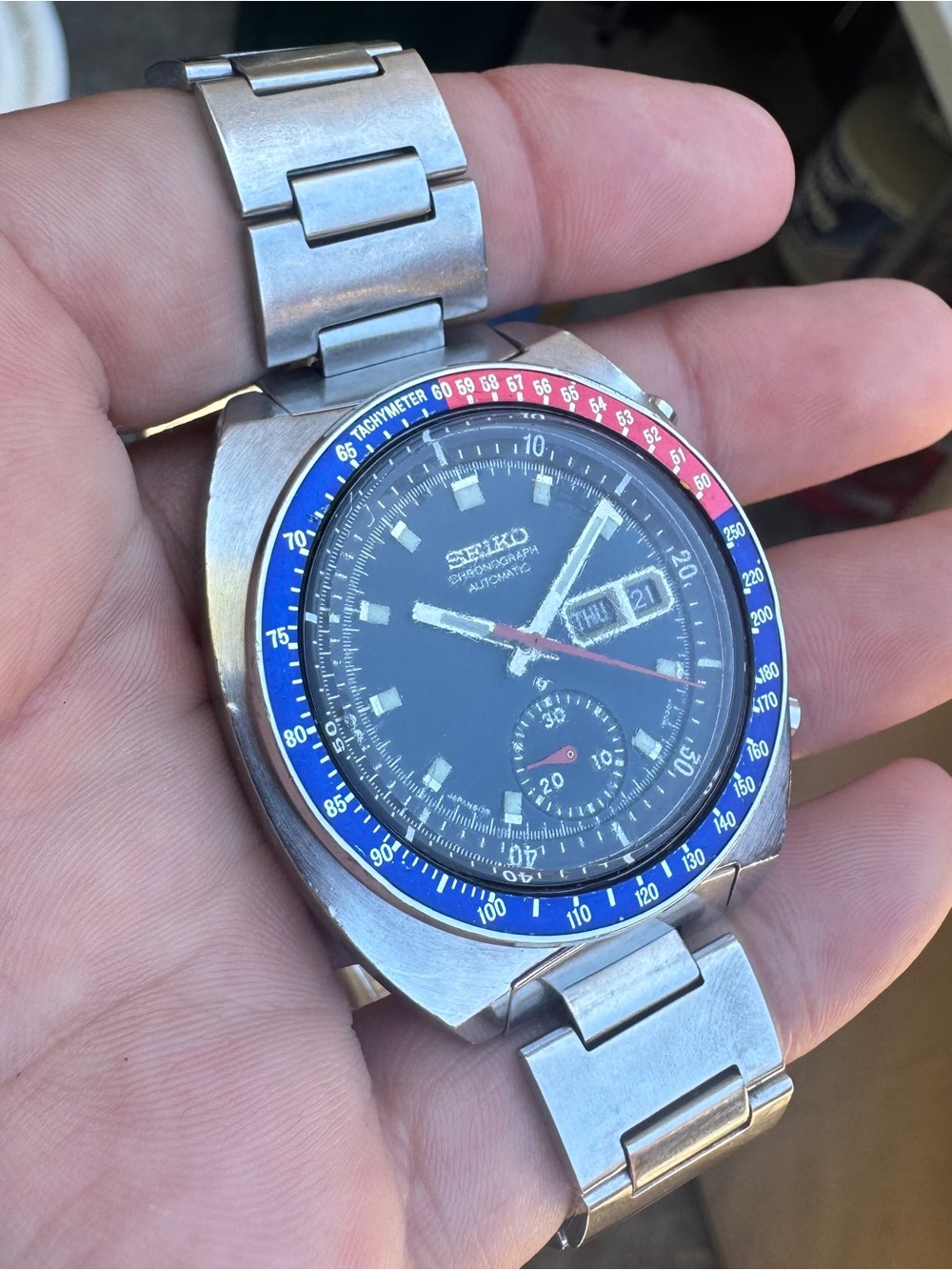 Seiko Pogue Pepsi Bezel 6139-6002 Automatic Chronograph Vintage Watch